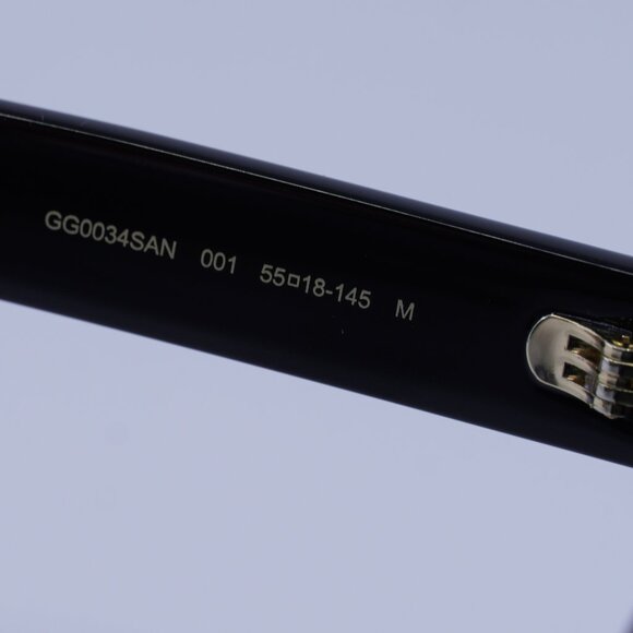 Gucci GG0034SAN 001 Sunglasses Black Square Frame, Grey Lenses - Picture 9 of 12